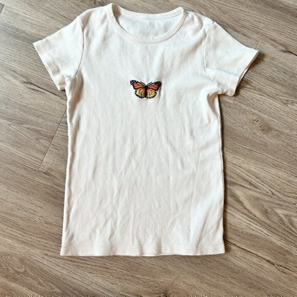 Brandy Melville John Galt Ribbed Butteryfly Tee Size XS
